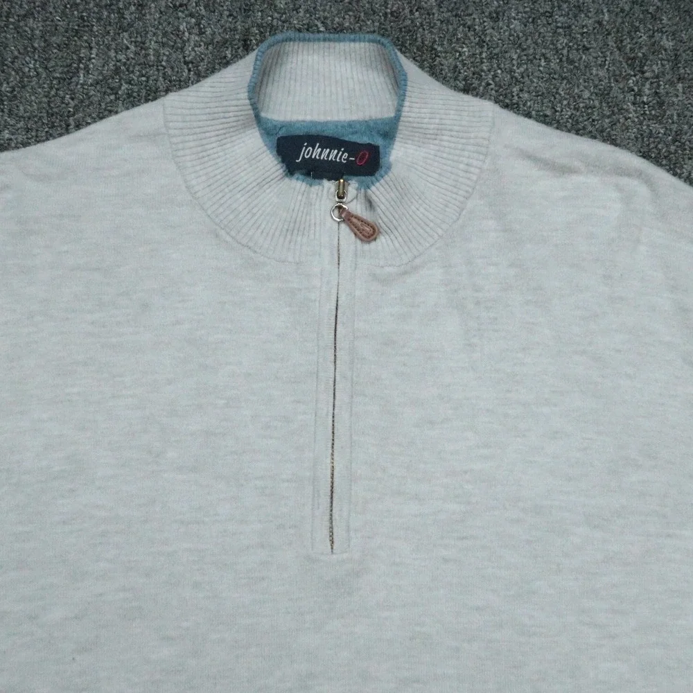 johnnie O Sweater Mens Large Gray Bailey Quarter Zip Pullover Golf Silk Blend *